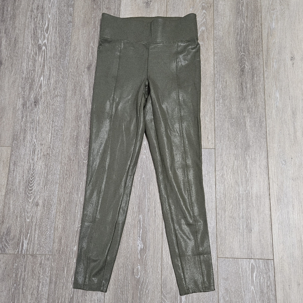 IVF Collective Shimmer Leggings Moss Green High Waist Reflective Logo Women's 6